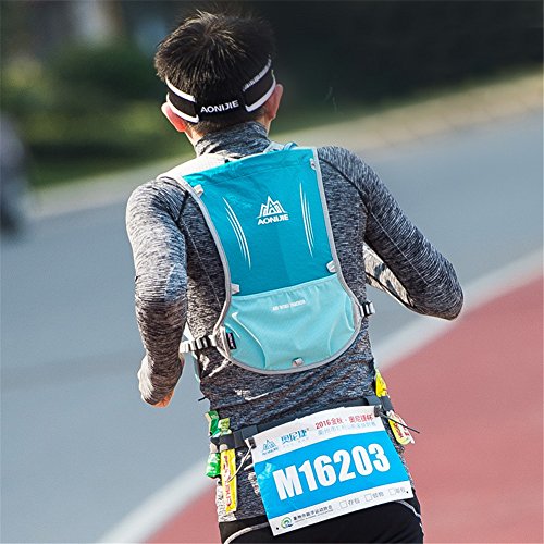 AONIJIE 5L Outdoor Sport Multifunctional Camping Backpack Cycling Running Climbing Hiking Hydration Vest Pack - color: Light Blue+1.5l Hydration Bladder