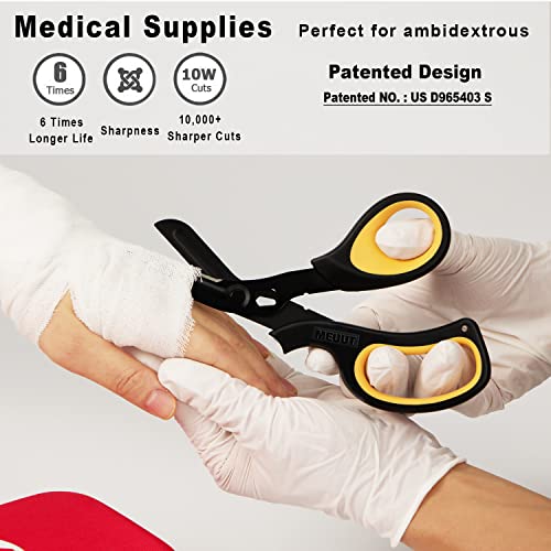 MEUUT Medical Scissors 2-Pack Trauma Shears for Nurses All Purpose Scissors - color: Black/Yellow+black/Blue