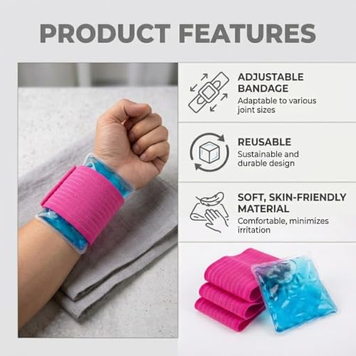 6 Pack Ice Pack Extension Straps - 35"x3" Elastic Wrap for Hot & Cold Packs - color: Pink