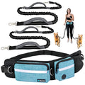 PetAmi Hands Free Dog Leash with Waist Running Belt Bag, Double (Teal) - color: Turquoise, size: 2 Leashes