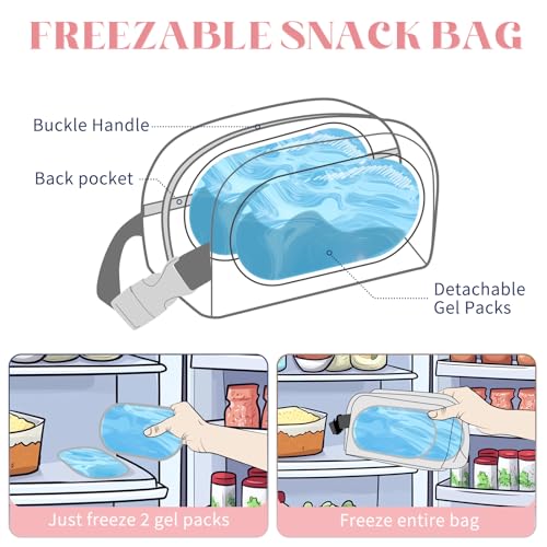 Cerbonny Small Cooler Bag,Freezable Lunch Bag,Built-in ice pack - color: Pink-Rainbow