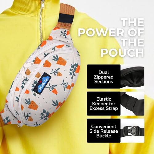 KAVU Canvas Spectator Belt Bag, Cotton Fanny Pack for Travel - color: Potted Plants