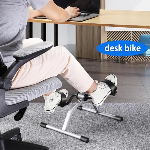 RYGEO Pedal Exerciser Mini Exercise Bike for Leg and Arm Recovery Exercise Lightweight and Portable Floor Bike - color: GREY