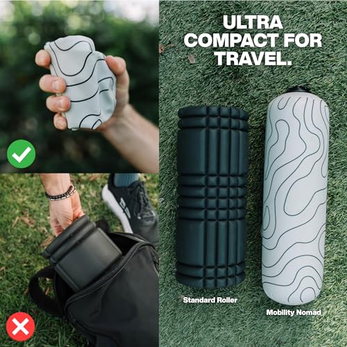 Inflatable Travel Foam Roller, 15 x 5 in, Topo Gray - color: Topo Gray