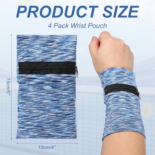 Wrist Pouch Wrist Wallet Wristband with Zipper Sports Sweatbands - color: Blue