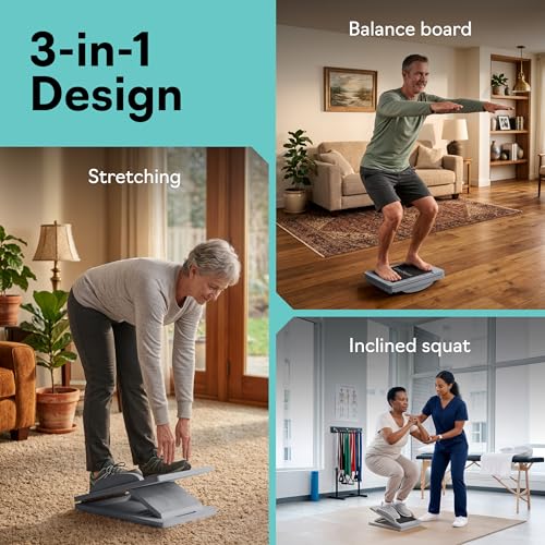 Slant Boards for Exercise, Wooden Slant Board, Calf Stretch Board with 7 Incline Angles, Velour Board, Balance Board & Calf Stretcher, Portable Incline Board for Physical Therapy, Ankle Mobility, Heel & Knees - color: Gray