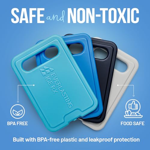 Slim Ice Packs for Lunch Box with Handle, BPA Free Freezer Packs, 4 Pack