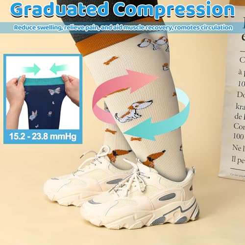 Jspupifip 6 Pairs Plus Size Compression Socks for Women, Wide Calf - color: Pink, Purple, White, Blue, Black, size: XX-Large