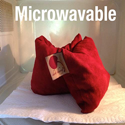 Neck Wrap Red Denim Microwavable Cherry Pit Pillow, Hot/Cold Compress - color: Red Denim, Natural-dyed
