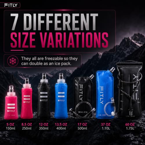 FITLY Soft Flask Running Water Bottle - Collapsible Hydration Flask - color: Pink, size: 5 Ounces