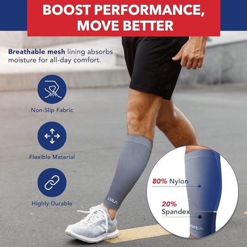 Dr. Arthritis Calf Compression Sleeve for Men and Women, Helps with Varicose Vein & Calf Discomfort (Medium, Grey, 1 Pair) - color: Grey