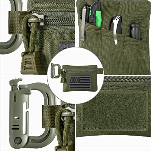 FRTKK 2 Pack Tactical Compact EDC Pouches Military Molle Utility Pouch Accessories Organizer Pouch Coin Purse Keychain Pocket Credit Card Holder Waist Pack - color: Army green 3