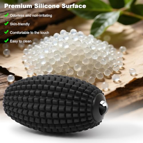 HODEMI Vibrating Massage Ball Roller with Rolling Head, 3 Speeds, Black - color: Black
