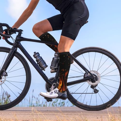 Compression Socks Knee High Circulation Support Socks For Women Men Athletic Running Hiking Cycling - color: Fire