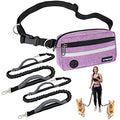 PetAmi Hands Free Dog Leash Waist Belt Bag Fanny Pack, Double, Purple - color: Purple, size: 2 Leashes