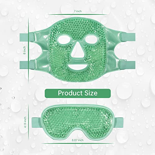 ZNÖCUETÖD Cooling Mask Ice Pack for Face Eye, Hot Cold Compress for Face - color: Green-#2