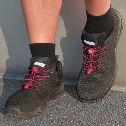 RJ-Sport Tieless Elastic Shoe Laces for Adults and Kids - color: Number 007 - Burgundy