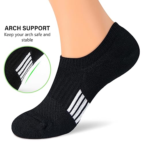 Amutost Womens No Show Socks Anti-Slip Cushioned Breathable 5-10Pairs - color: 5 Pairs Black, size: 8-10