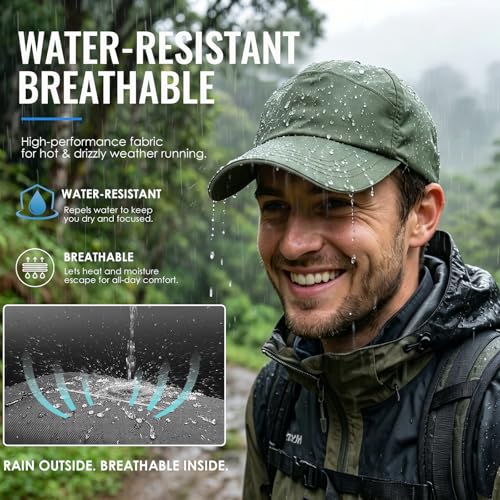 Waterproof Baseball Cap Running Hat Mens Womens Rain Hat Quick Dry Golf Hat with Sweatband Outdoor Breathable Sports Cap - color: Green