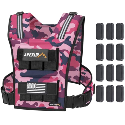 APEXUP Weighted Vest Men, Adjustable Weight Vest for Running - color: Pink Camo, size: With Weights-30lbs