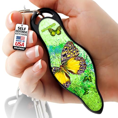 MUNIO Self Defense Keychain – Lightweight, Stylish & Portable Safety Tool for Women & Men – Non-Lethal Kubotan, Easy to Use - color: Butterfly
