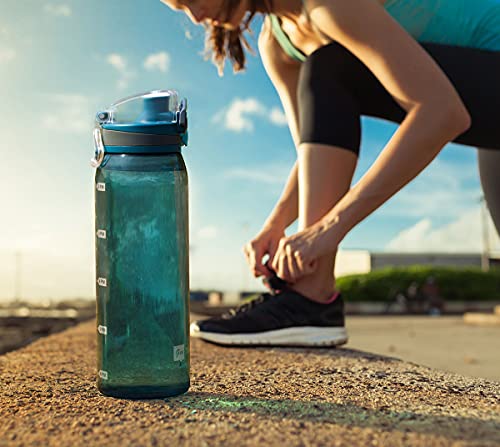 30oz Tritan Water Bottle with Time Marker, 1-Pack, Clear Blue - color: Clear Blue