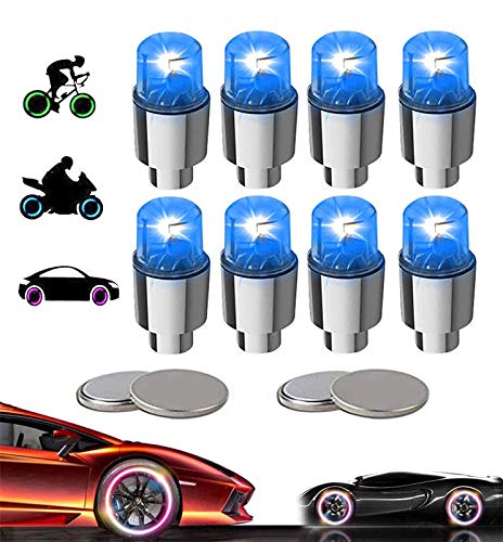 8 Pack LED Valve Stem Caps Lights for Car Tires Wheel Assemblies Light up Air Neon Bicycle Motorcycle Tyre Bike Truck Golf Cart for Kids Men Women(8 Blue) - color: 8 Blue