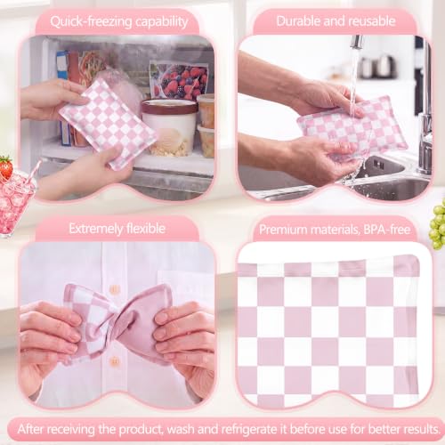 VIHOSE 2 Pcs Ice Packs for Lunch Box Bag - color: Pink, style: Checkerboard
