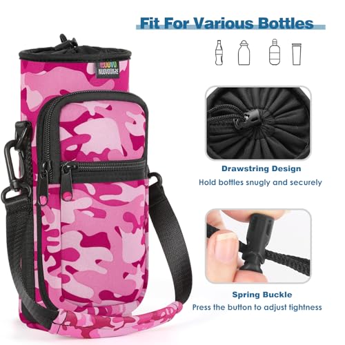 Nuovoware Water Bottle Carrier Bag, 25oz/32oz, Camouflage Pink - color: Camouflage Pink, size: 25-32 Ounces - Standard