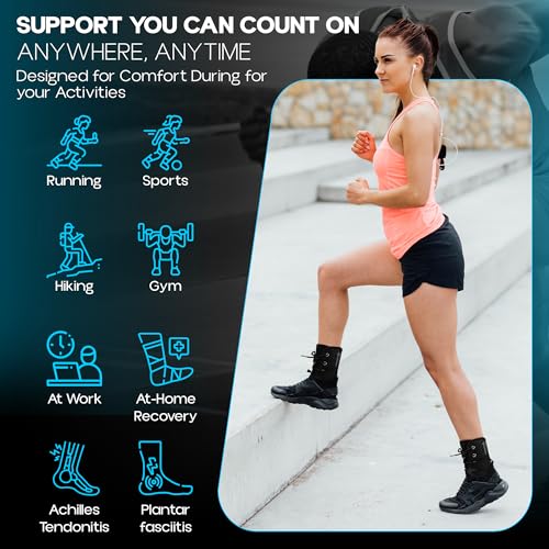 Ankle Brace lace up Stabilizers Adjustable Ankle Support for Sports Protect, Sprained Ankle, Ligament Damage, Injury Recovery (Black, Medium) - size: Medium