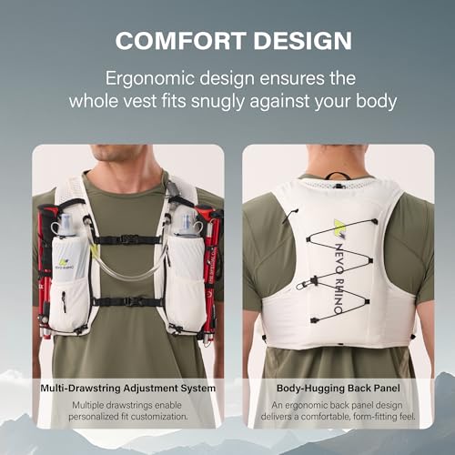N NEVO RHINO Running Vest 5L, Hydration Vest with 2 TPU 500ml Soft Flask - color: white, size: Medium