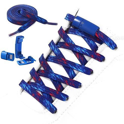 Neo-wows No Tie Shoelaces Elastic Laces for Kids Adults Athletic Sneakers - color: Camo Blue