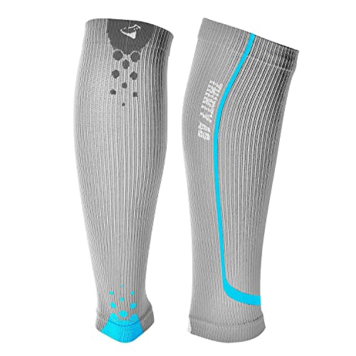Graduated Compression Sleeves Thirty48 Cp Series, Prevents Calf and Shin Splints ; Relieves Lower Leg Pain and Cramps ; Maximize Faster Recovery by Increasing Oxygen to Muscles ; Gray/Blue Small - color: [1 Pair] Blue, size: Small