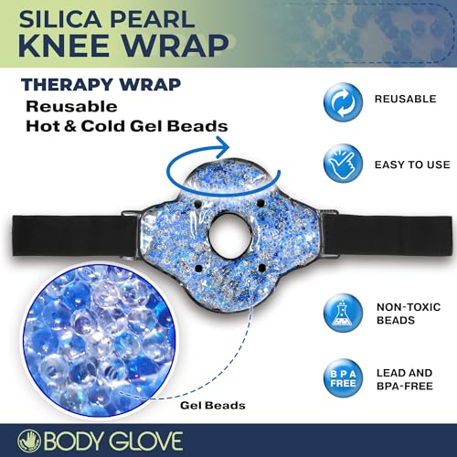Body Glove Ice Packs for Injuries Reusable Knee Ice Pack Wrap, 2 in 1 Hot and Cold Pain Relief Microwavable Gel Beads Knee Wrap