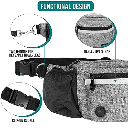 PetAmi Dog Fanny Pack, Treat Pouch for Dog Walking Training, Light Gray - color: Heather Grey