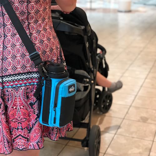 Arca Gear Hydro Carrier 32 oz Small - Insulated Water Bottle Sling w/Carry Handle, Shoulder Strap, Wallet and Two Pouches - The Perfect Flask Accessory - color: Lagoon Blue