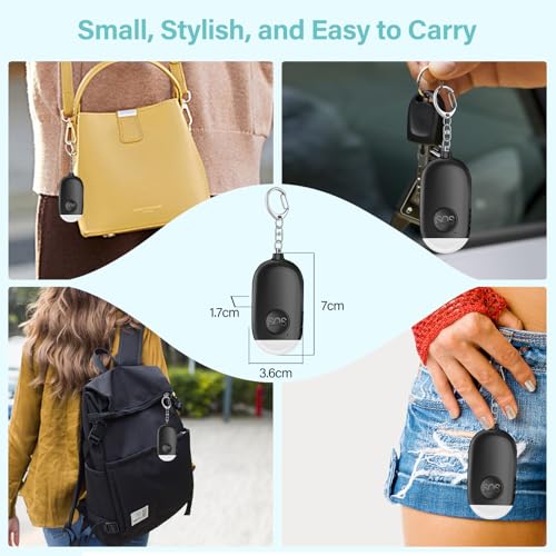 Hion Personal Safety Alarm for Women, 3 Pack Rechargeable 130dB Self Defense Keychain with LED Flashlight, Emergency Safe Sound Security Alarm for Children Elderly, White+Pink+Black - color: White+pink+black