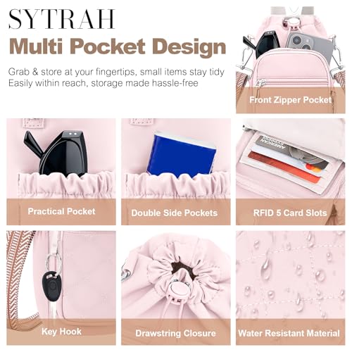 SYTRAH Water Bottle Carrier Bag with Strap, Insulated Corssbody Purse - color: Pink