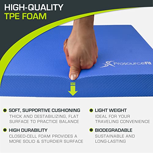 ProsourceFit Exercise Balance Pad, Non-Slip Cushioned Foam Mat & Knee Pad for Fitness and Stability Training, Yoga, Physical Therapy - color: Blue, size: 15x19