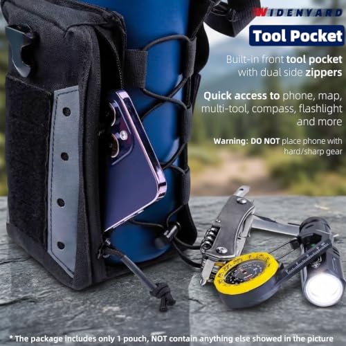 Molle Water Bottle Holder Pouch, 16-77oz Adjustable Capacity - color: Black, size: Enhanced