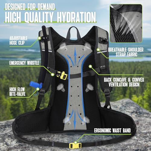 N NEVO RHINO Hydration Backpack, 18L Hiking Backpack with 3L Water Bladder - color: Black
