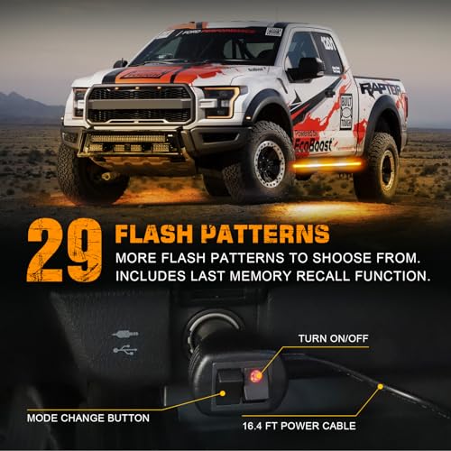 XRIDONSEN 2PCS 60 inch Running Board Lights Amber White Strobe Light Strip - color: Amber/White