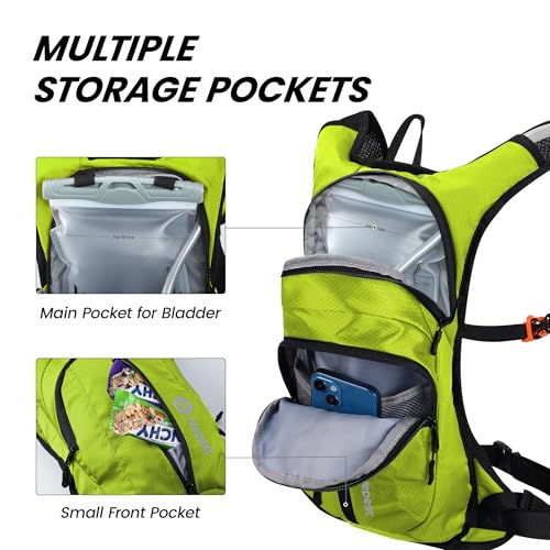 Nepest Hydration Pack Backpack with 2L Water Bladder Reflective Lightweight - color: Green