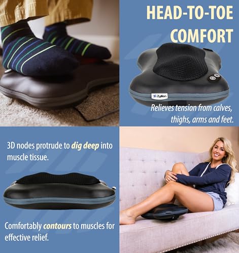 Zyllion ZMA-34 Back and Neck Massager with Heat for Pain Relief, Black - color: Zma-34: Black (2 Speeds)