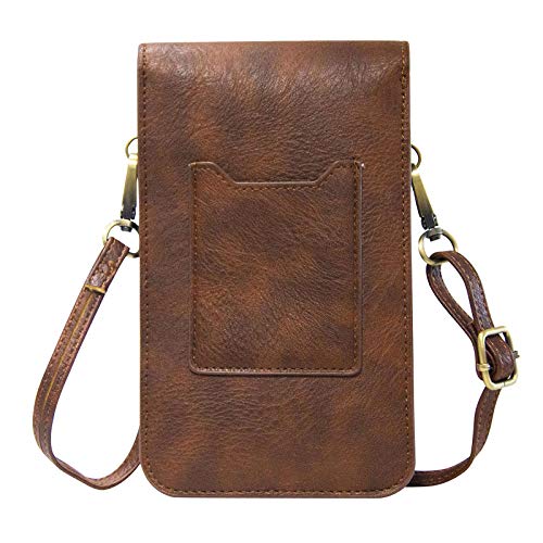 Small Cell Phone Purse, Synthetic Leather Crossbody Bag Dual Pockets Card Holder Neck Pouch with Adjustable Strap for iPhone X Xr 8 7 6s Plus, Galaxy S10 S9 S8 Plus, LG G8 ThinQ, Brown - color: 02 Brown