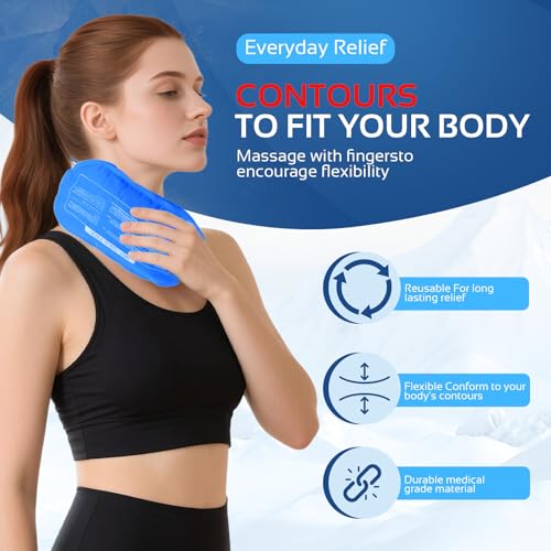 Ice Packs for Injuries Reusable (3-Piece Set) – Hot and Cold Ice Packs for Knee, Reusable Gel Wraps Support, Adjustable Ice Pack Pain Relief for Shoulders, Back Joints Muscles, Knees, Arms and Legs - style: Light Blue