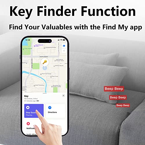 3-in-1 Personal Alarm Keychain with Apple Find My - 130dB Emergency Siren, LED Strobe Flashlight, GPS Tracker Keychain for Women, Kids, Seniors - Real-Time Location, Anti-Loss, iOS Only - color: Dark Gray