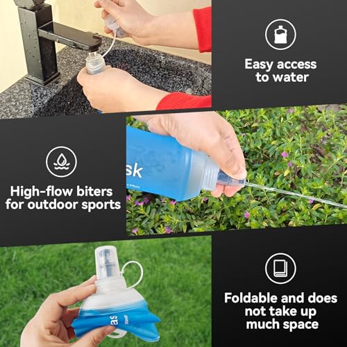 500ml Soft Flask, Soft Water Bottle for Hydration Packs, Running, Hiking, Cycling and Climbing - 2Pcs Blue - color: 500ml, 2 blue