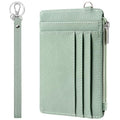 SEAVILIA Small Wallet for Women Slim Wristlet Keychain Wallets RFID Credit Card Holder With Zipper Pocket, ID Window (Light Green) - color: Light Green