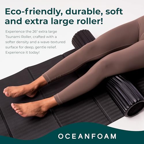 Oceanfoam Tsunami Roller - Extra Large Soft Density Foam Roller (Black) - color: Black